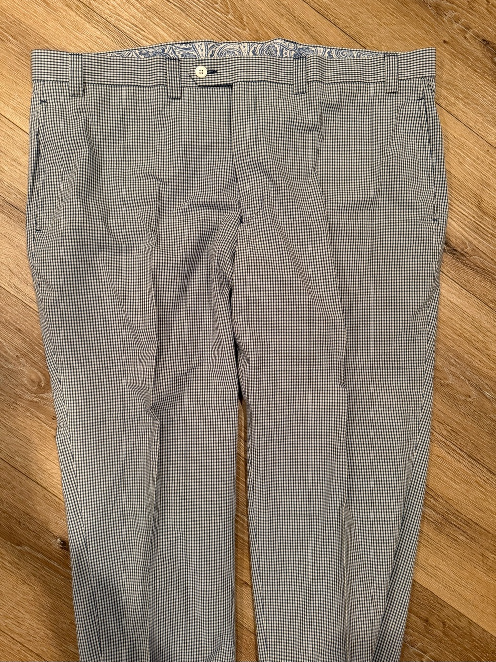Ralph Lauren Navy and White Micro-Check Dress Pants - Men's 40W 30L